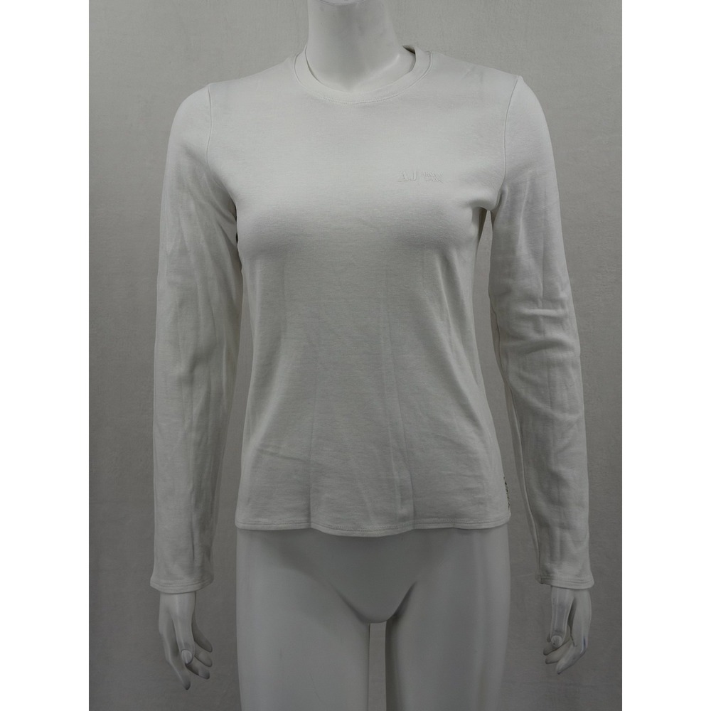 Armani Jeans Top Womens US 12 White Long Sleeve Crew Neck Layers Staple Everyday
